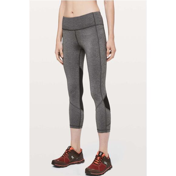 Lululemon Pace Rival Crop Leggings Gray and Black Size 4 - Picture 1 of 10